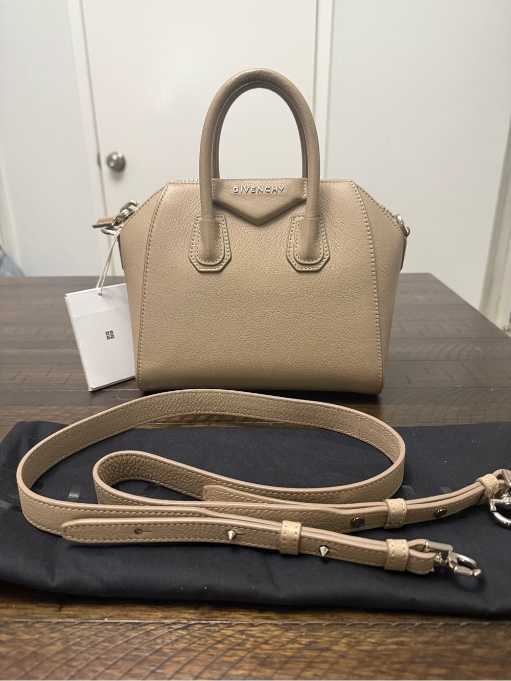 Givenchy Antigona Mini Leather Satchel in Taupe